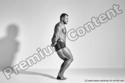 Underwear Man White Moving poses Muscular Short Brown Dynamic poses Academic